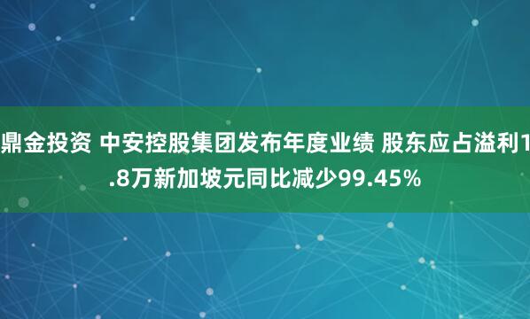 鼎金投资 中安控股集团发布年度业绩 股东应占溢利1.8万新加坡元同比减少99.45%